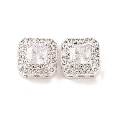 Brass Micro Pave Clear Cubic Zirconia Beads KK-S389-29S-1