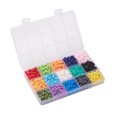 105G 15 Colors Handmade Polymer Clay Beads CLAY-YW0001-43-1