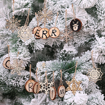 50Pcs Laser Cut Unfinished Wood Pendants WOOD-CJ0001-37-1