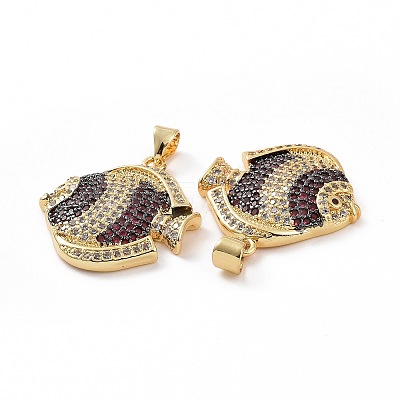 Brass Micro Pave Clear Cubic Zirconia Pendants ZIRC-F135-04G-02-1