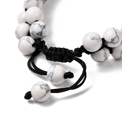 Round Synthetic Howlite & Mixed Stone Braided Bead Bracelet for Girl Wome X1-BJEW-JB06961-02-1