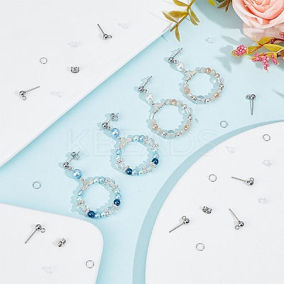 150Pcs 202 Stainless Steel Ball Stud Earring Findings STAS-SP0001-52B-P-1