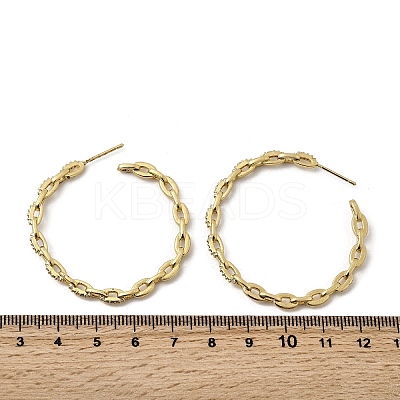 Brass Clear Cubic Zirconia C-Shaped Stud Earrings EJEW-L261-024G-1