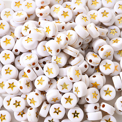White Opaque Acrylic Beads PACR-YW0001-04A-1