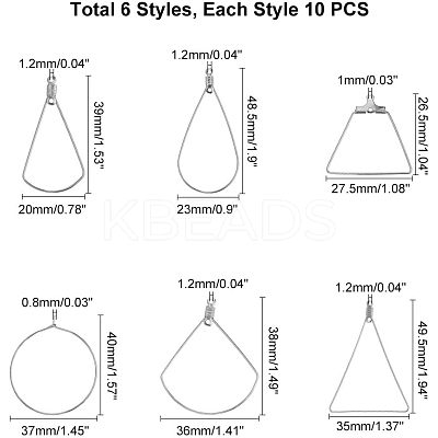 304 Stainless Steel Wire Pendants STAS-UN0002-74P-1