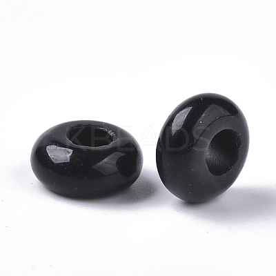 Natural Black Gemstone European Beads X-G-Q503-01-1