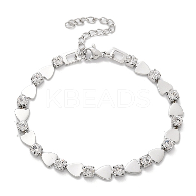 304 Stainless Steel Rhinestone Cup Chain Bracelets for Women BJEW-F488-26A-P-1