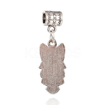 Owl Tibetan Style Alloy European Dangle Charms PALLOY-I115-14AS-1
