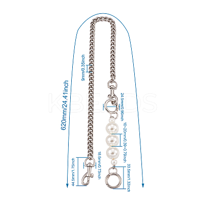 3 Sets 3 Colors Zinc Alloy Curb Chain Bag Straps FIND-GN0001-23-1
