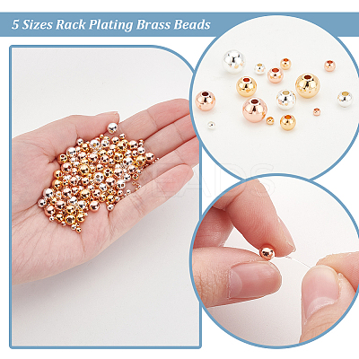 300Pcs 3 Colors 5 Sizes Rack Plating Brass Beads KK-PH0006-41-1