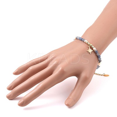 Brass Star Charm Bracelet & Necklace SJEW-JS01268-1
