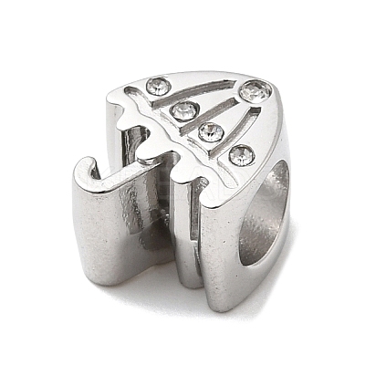 304 Stainless Steel Rhinestone European Beads STAS-D153-30P-1