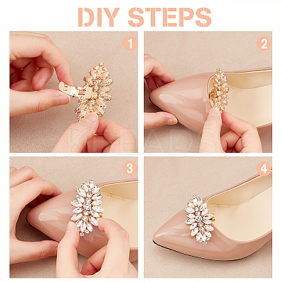 4Pcs 2 Colors Alloy Crystal Rhinestone Shoe Decoration AJEW-PH0004-48-1