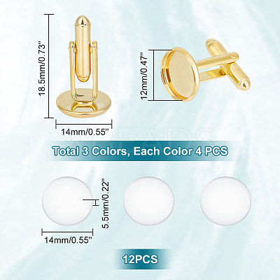12Pcs 3 Colors Brass Cuff Button BUTT-UN0001-22-1