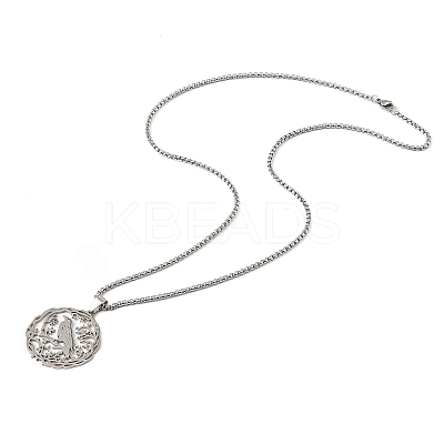 201 Stainless Steel Hollow Hummingbird Pendant Box Chain Necklaces for Women Men NJEW-M086-05P-1