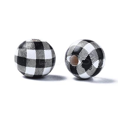 Printed Natural Wooden Beads X-WOOD-R270-10A-1