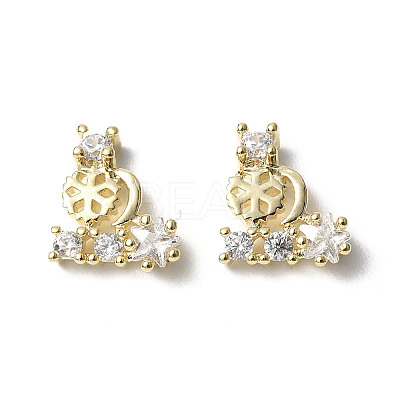 Brass Micro Pave Clear Cubic Zirconia Cabochons KK-A174-13G-1