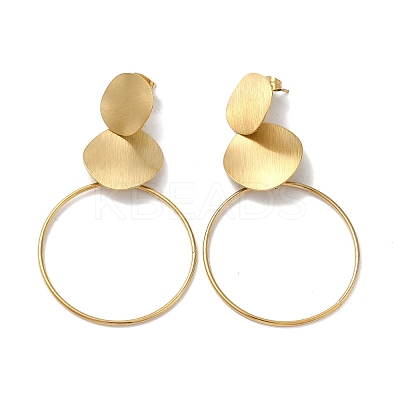 304 Stainless Steel Ring Dangle Stud Earrings for Women X-EJEW-Q781-29G-1