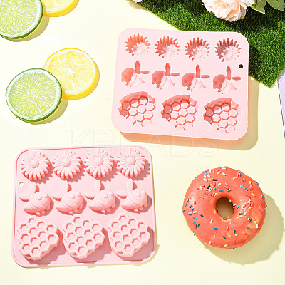 2Pcs Bees & Flower & Honeycomb Shape Silicone Molds ST-CJ0043-008-1