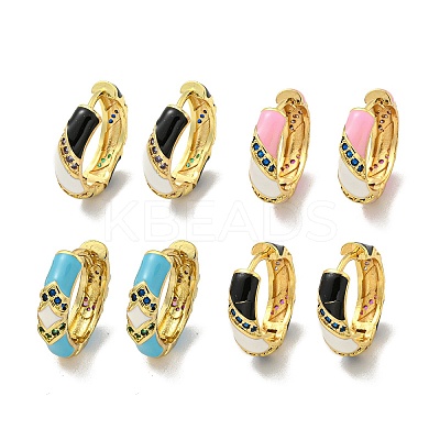 Brass Micro Pave Cubic Zirconia Hoop Earring EJEW-C088-33G-1