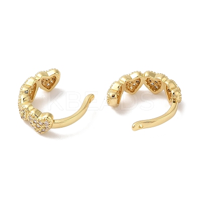 Heart Brass Micro Pave Cubic Zirconia Cuff Earrings for Women EJEW-P281-04G-1