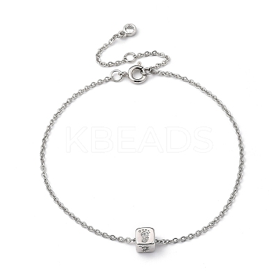 Brass Micro Pave Clear Cubic Zirconia Charms Bracelets BJEW-JB05400-03-1