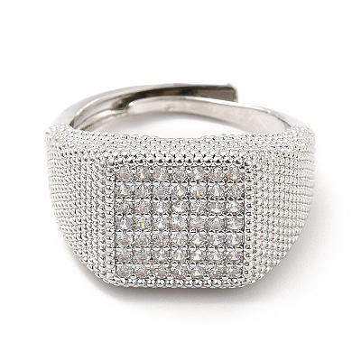 Rack Plating Brass Micro Pave Cubic Zirconia Rings RJEW-E064-11P-1