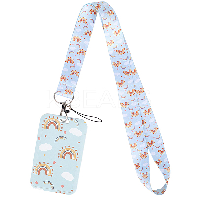 Plastic ID Card Sleeve with Polyester Lanyard Strap AJEW-WH20017-33D-1