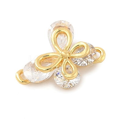Brass Micro Pave Cubic Zirconia Connector Charms KK-U056-04G-1