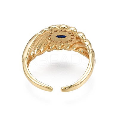 Cubic Zirconia Oval Chunky Open Cuff Ring for Women RJEW-N035-096A-1