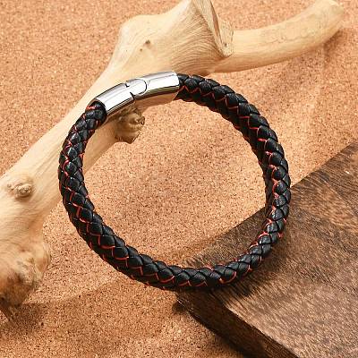 Braided Microfiber Leather Cord Bracelets for Men BJEW-Z081-14P-1