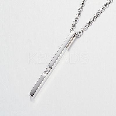 304 Stainless Steel Cubic Zirconia Pendant Necklaces NJEW-P167-24-1