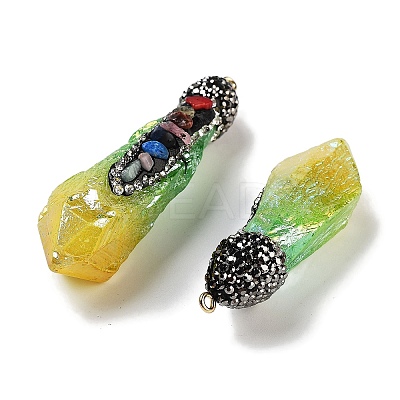Electroplated Raw Rough Natural Quartz Crystal Big Pendants G-B077-04A-03-1