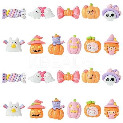 22Pcs 11 Styles Halloween Theme Opaque Resin Decoden Cabochons CRES-FS0001-15-1