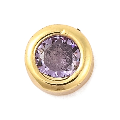 Rack Plating Flat Round Brass Micro Pave Cubic Zirconia Cabochons KK-F874-03G-09-1