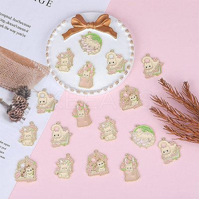 25Pcs 5 Style Zinc Alloy Enamel Pendants ENAM-SZ0004-33-1