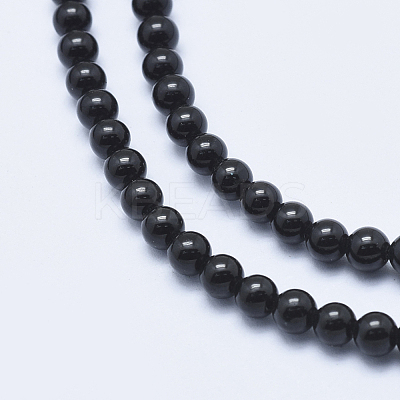 Natural Black Tourmaline Beads Strands G-E444-27-4mm-1