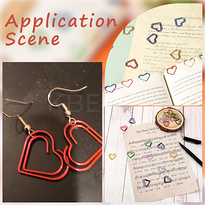 100Pcs 6 Colors Heart Shape Iron Paper Clips TOOL-WH20002-03B-1