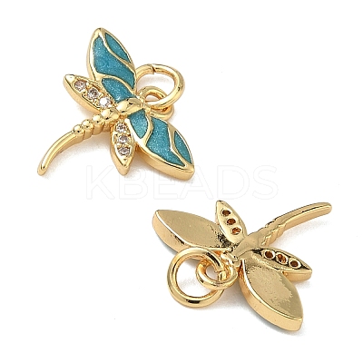 Brass Micro Pave Cubic Zirconia Enamel Pendants KK-L257-12G-1