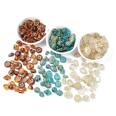 75Pcs 15 Styles Imitation Amber Transparent Acrylic Beads DIY-YW0010-22-1