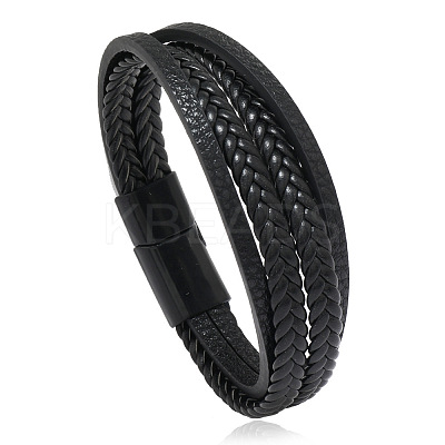 Minimalist Braided Leather Magnetic Clasp Bracelet for Men - Retro and Trendy Design ST3470317-1
