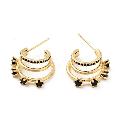 Cubic Zirconia C-Shaped Stud Earrings EJEW-G297-25G-1