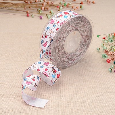 Heart & Star Printed Polyester Ribbon for Gift Packing and Festival Decoration SRIB-M011-01A-1
