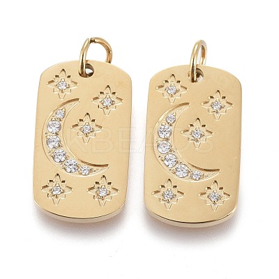 316 Surgical Stainless Steel Micro Pave Clear Cubic Zirconia Pendants STAS-I164-034G-1