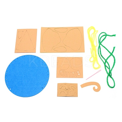 The Earth Day Theme DIY Non Woven Cloth Cartoon Earth-shaped Bag Kits DIY-WH0265-34-1