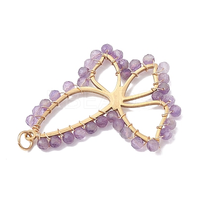 Natural Amethyst Faceted Pendants PALLOY-JF02564-02-1