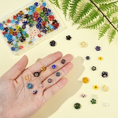 140Pcs 7 Styles Handmade Millefiori Glass Beads LK-YW0001-11-1