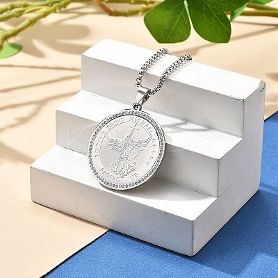 201 Stainless Steel Rhinestone Pendant Necklaces for Women NJEW-U021-02P-1
