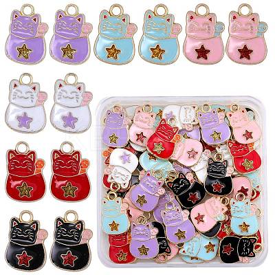 60Pcs 6 Colors Alloy Enamel Pendants ENAM-SZ0004-05-1