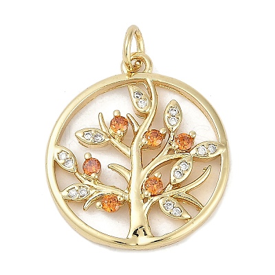 Rack Plating Brass Micro Pave Cubic Zirconia Pendants KK-H509-19G-02-1